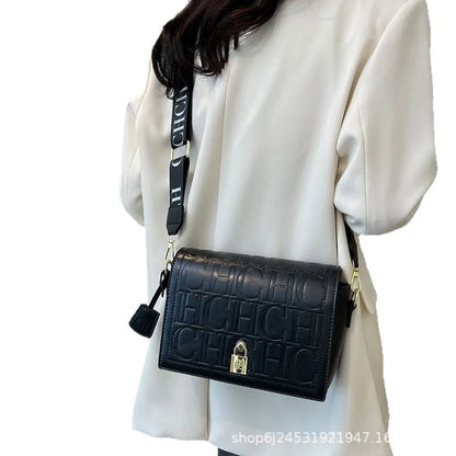Bolso cruzado con letras en relieve de gran capacidad a la moda, bolso de hombro individual para mujer