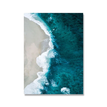 Pintura en lienzo para pared, arte nórdico, puesta de sol, arena, mar, playa, ondas, océano, Palma, póster, imagen Modular de paisaje marino para decoración para sala de estar