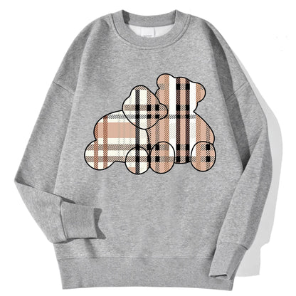 Sudaderas informales con estampado de oso de peluche para mujer, jersey suave de lana cómodo, con cuello redondo a la moda para mujer