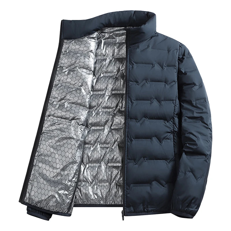 Chaqueta de invierno informal cálida para hombre, chaqueta de senderismo para exteriores, ropa de abrigo a prueba de viento, abrigos gruesos de Color sólido para hombre, abrigos de moda con cuello levantado