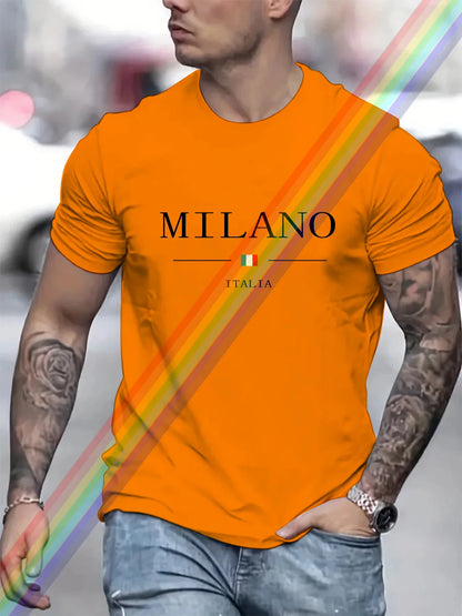 Camiseta informal de manga corta de algodón con estampado de letras Milano para hombre y mujer, ropa de verano, moda urbana