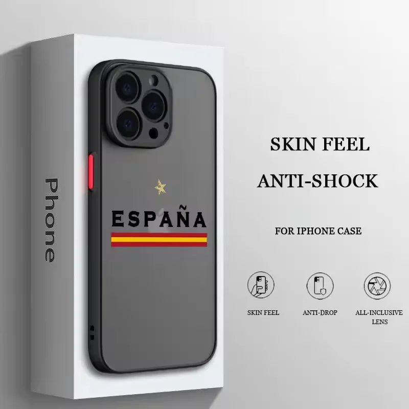 Funda mate transparente con emblema nacional de la bandera española para iPhone 16, 15, 14, 13, 12, 11 Pro, XR, XS Max, 7, 8 Plus, suave, Y2K