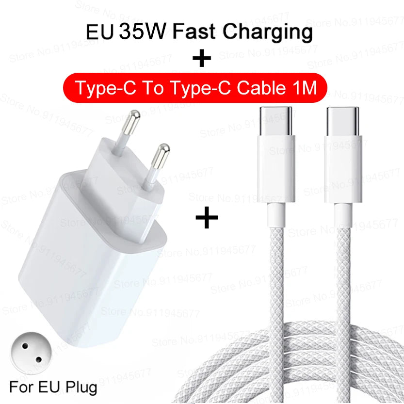 Cargador rápido PD de 35 W para iPhone 11, 12, 13, 14 y 15 Pro Max, cable de carga rápida para iPhone 15 Plus, cable de datos USB tipo C, cargador de teléfono