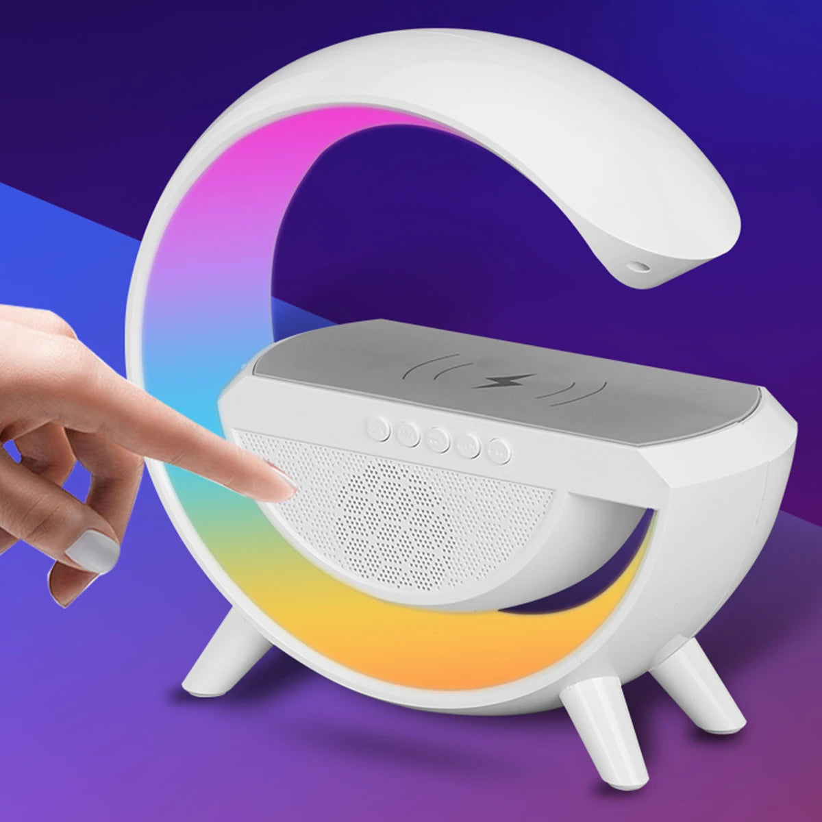 Altavoz Bluetooth portátil Klack®, lámpara de mesa y cargador inalámbrico con música tipo g