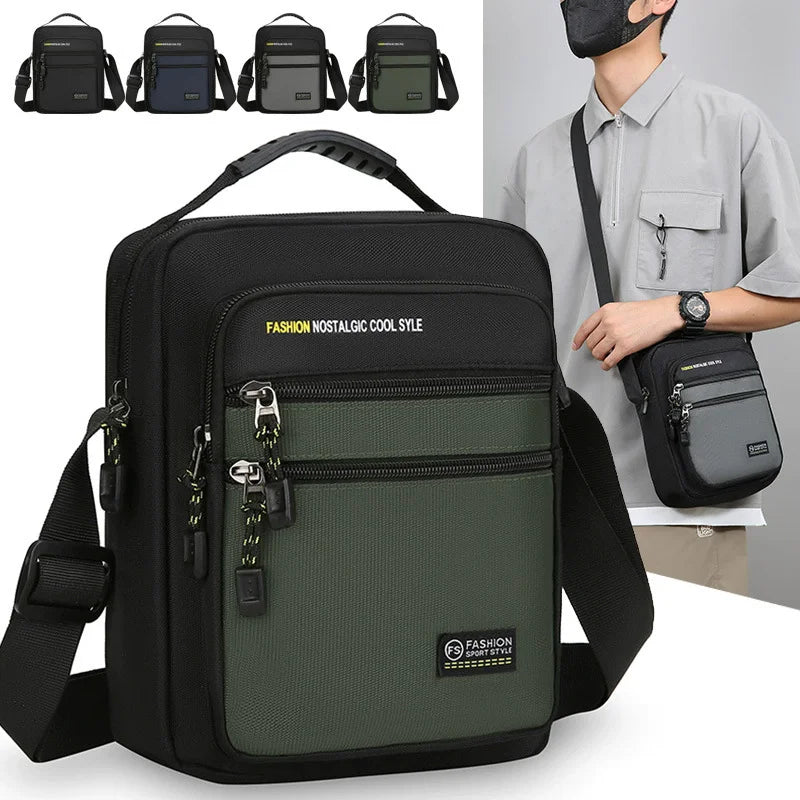 bolso cruzado para hombre, bolsos de un solo hombro, bolsa de almacenamiento de gran capacidad, bolsos cruzados de negocios con múltiples bolsillos a la moda