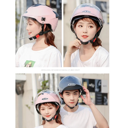 Casques de moto avec lumières LED, casque de cyclomoteur électrique pour hommes et femmes avec double visière, éclairage de vélo rechargeable, vélo