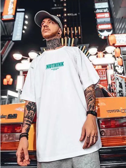 Summer casual loose short-sleeved T-shirt men's fashion loose large print half-sleeved cotton T-shirt 