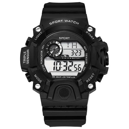 Reloj de pulsera electrónico deportivo de moda para hombre, esfera grande, multifuncional, resistente al agua, luminoso, alarma.