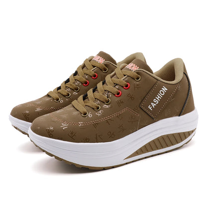 Zapatos deportivos informales para mujer, zapatillas transpirables y cómodas con Tacón de Cuña y suela gruesa