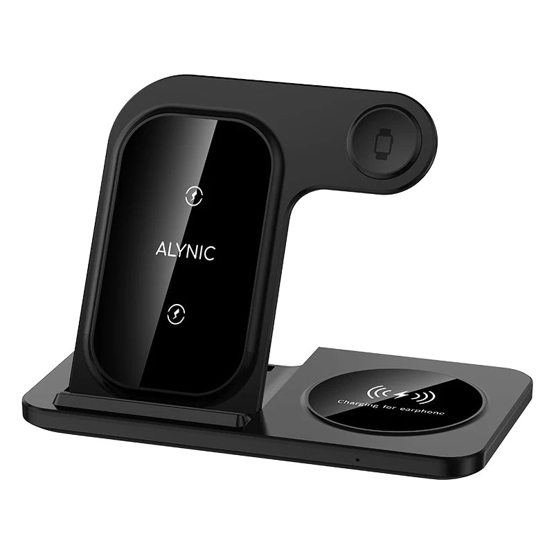 Cargador inalámbrico rápido LED de 30 W, estación de carga plegable 3 en 1 para iPhone 15, 14, 13, 12, 11, Apple Watch 9, 8, 7, 6, 5 y Airpods Pro