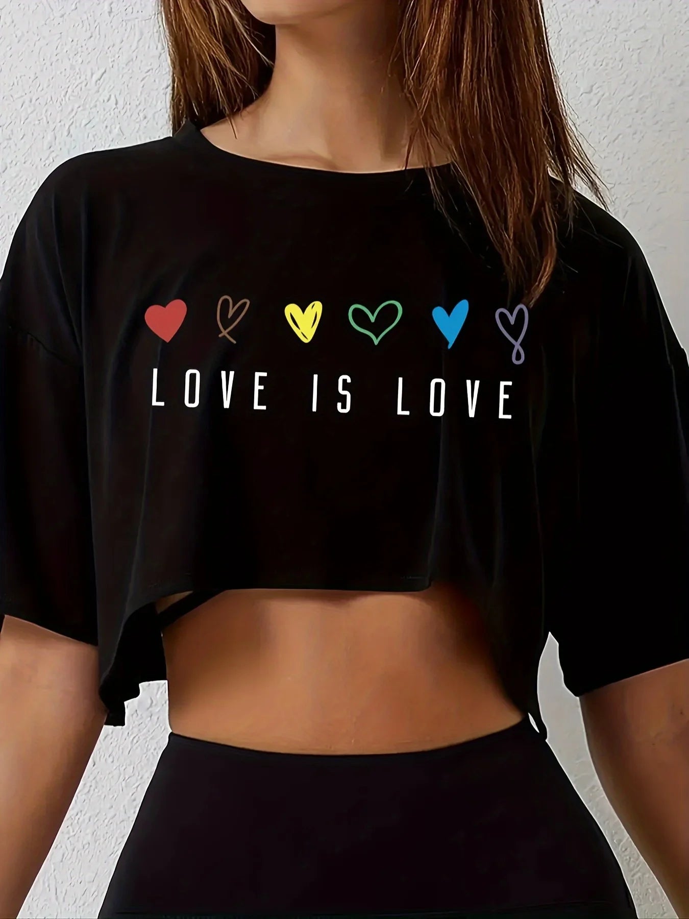 Camiseta corta para mujer, longitud corta, informal, holgada y transpirable