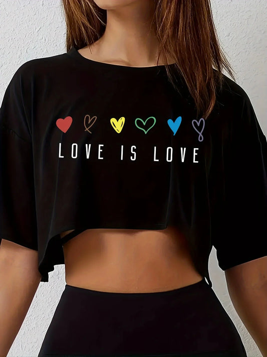 Camiseta corta para mujer, longitud corta, informal, holgada y transpirable