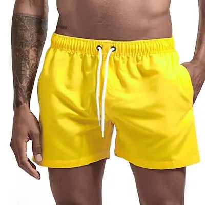 Bañador corto para hombre, de secado rápido, transpirable, con cordón.