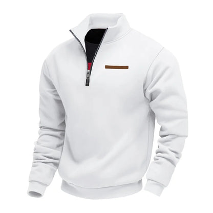 Suéter de manga larga de lana pesada para hombre, jersey holgado con media cremallera y cuello levantado, otoño e invierno