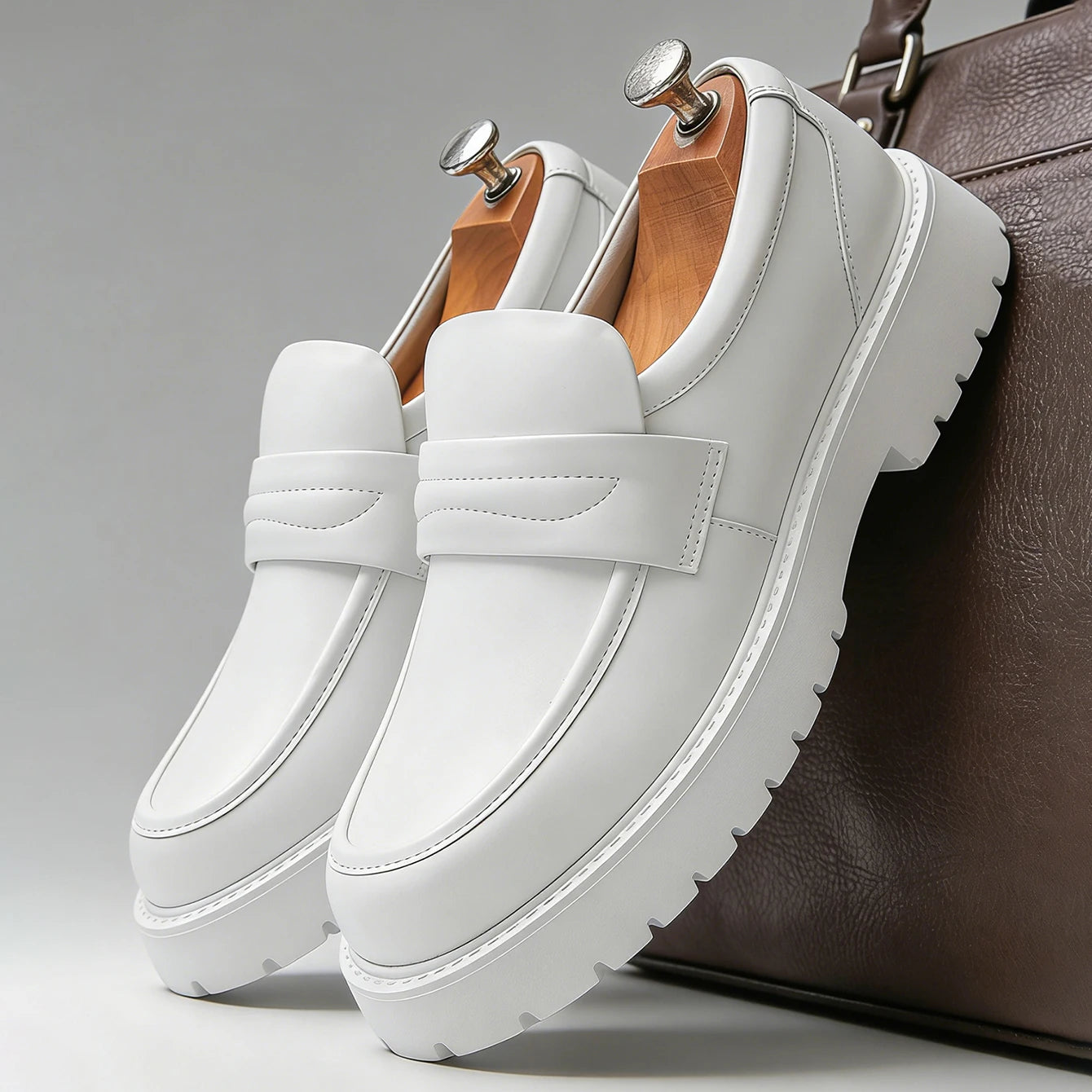 Mocasines clásicos de suela gruesa para hombre, zapatos de vestir formales para caballero