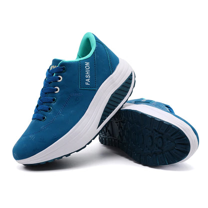 Zapatos deportivos informales para mujer, zapatillas transpirables y cómodas con Tacón de Cuña y suela gruesa