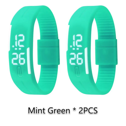 Relojes deportivos digitales para adultos y niños , reloj de pulsera con correa de silicona y pantalla LED