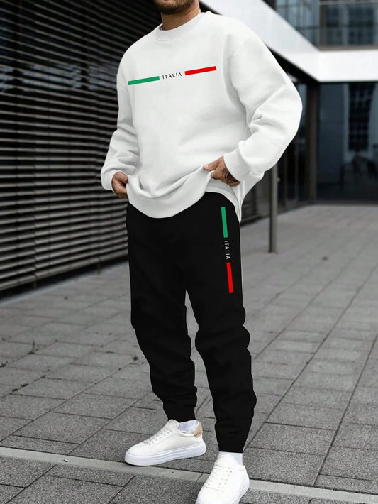 Chándal de otoño para hombre, sudadera italiana con cuello redondo, pantalones de chán, dal, conjunto de 2 uds.Jersey deportivo informal, pantalones, ropa deportiva para hombre