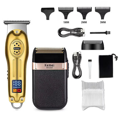 Cortadora de pelo eléctrica profesional Kemei KM-2628 KM-678 KM-2024, cortadora de barba, afeitadora recargable para hombres, kit recortador de pelo