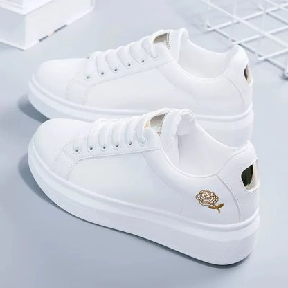 Zapatillas para mujer de deporte informales con cordones y flores bordadas