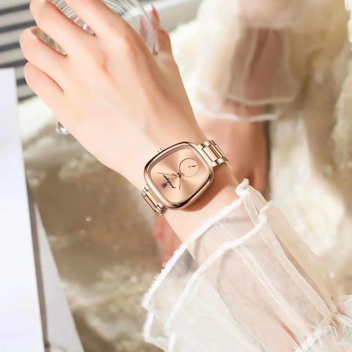 POEDAGAR Montre de luxe pour femme Montre à quartz en acier inoxydable étanche pour femme Montres pour femme de haute qualité Montre élégante pour femme