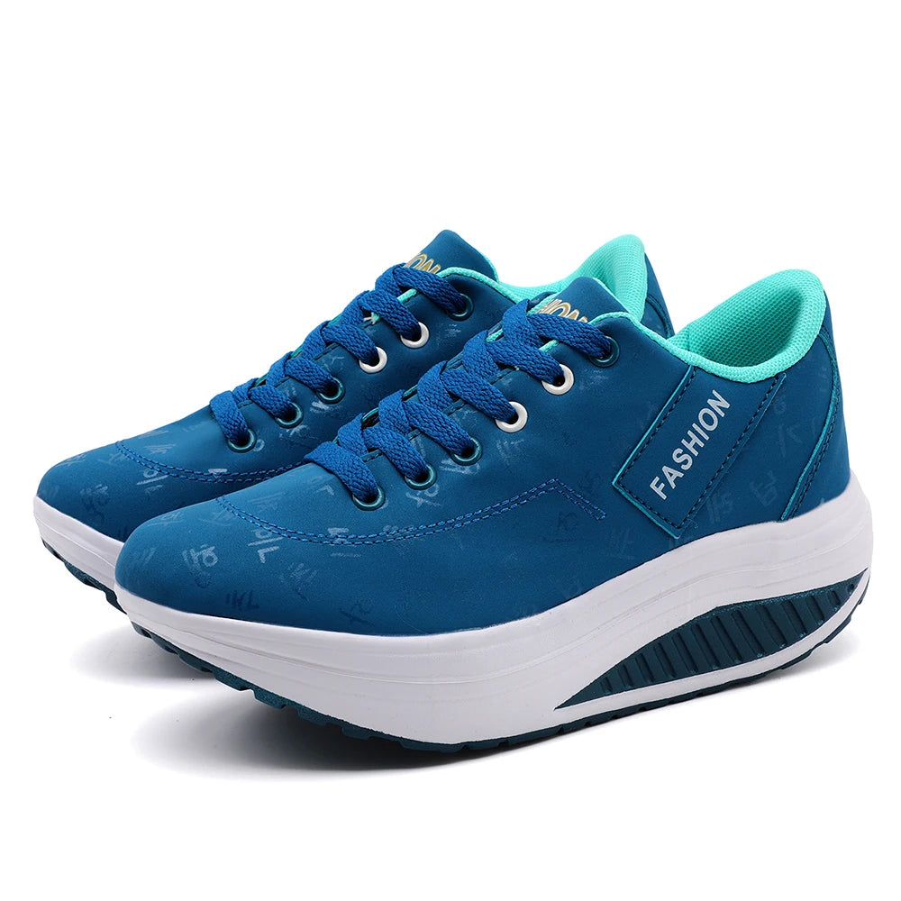 Zapatos deportivos informales para mujer, zapatillas transpirables y cómodas con Tacón de Cuña y suela gruesa