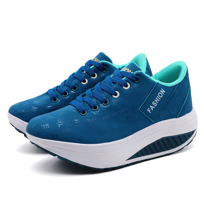 Zapatos deportivos informales para mujer, zapatillas transpirables y cómodas con Tacón de Cuña y suela gruesa