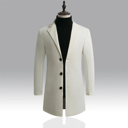 nuevo abrigo largo de algodón nueva mezcla de lana Color puro Casual moda de negocios ropa de hombre chaqueta cortavientos delgada