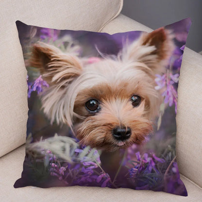 Funda de cojín decorativa con estampado de perro para sofá, hogar, mascota, adorable