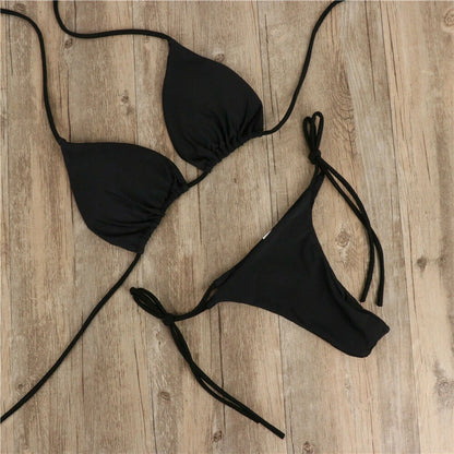 Conjunto de bikini sexy de verano, traje de baño brasileño para mujer, sujetador, tanga, dos piezas, ropa de playa, traje de baño para mujer