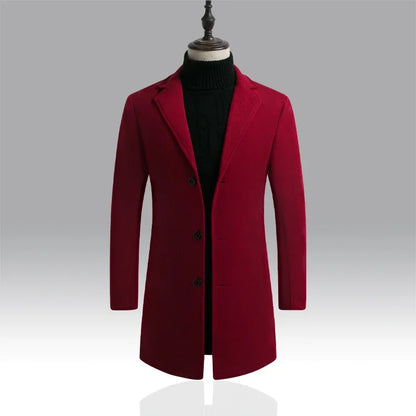 nuevo abrigo largo de algodón nueva mezcla de lana Color puro Casual moda de negocios ropa de hombre chaqueta cortavientos delgada