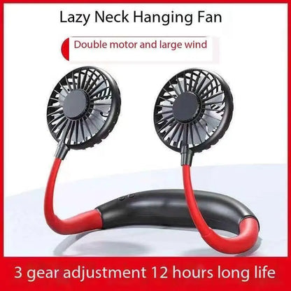 Ventilador portátil USB de mano para colgar en el cuello, recargable, miniventilador deportivo de 3 velocidades, ajustable, para el hogar, la oficina, viajes al aire libre.