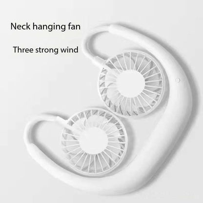 Ventilador portátil USB de mano para colgar en el cuello, recargable, miniventilador deportivo de 3 velocidades, ajustable, para el hogar, la oficina, viajes al aire libre.