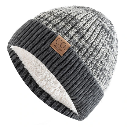 sombreros de invierno Unisex de dos tonos, añaden forro de piel, gorro cálido a la moda para hombres y mujeres