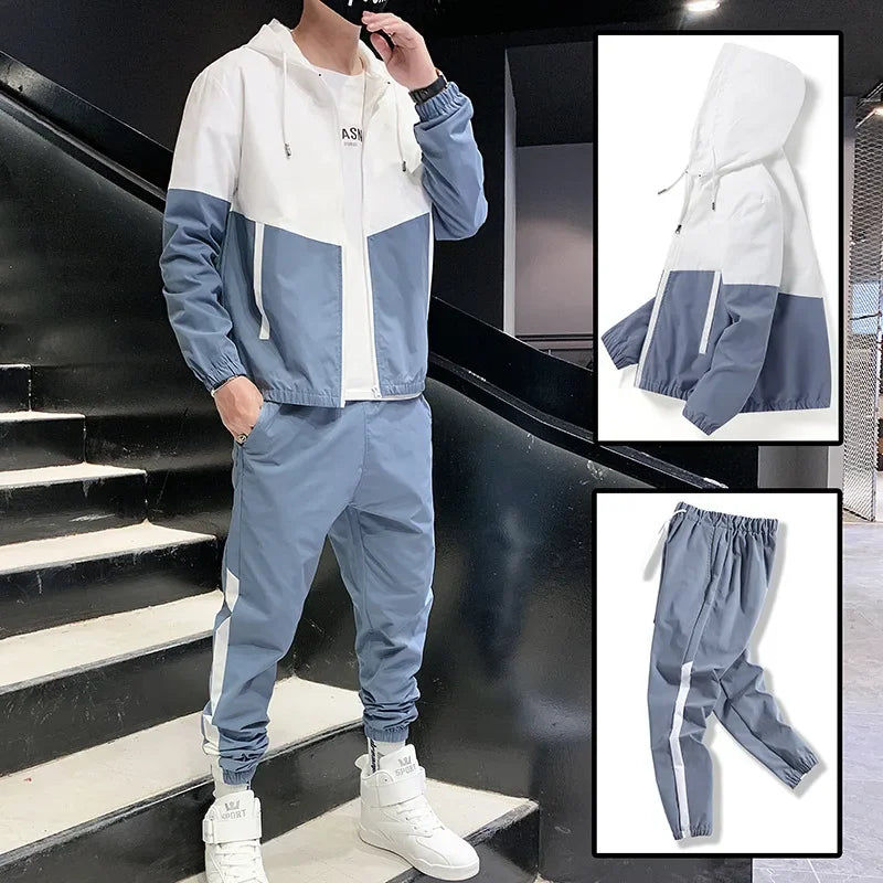 Conjunto informal de dos piezas para hombre, chaqueta deportiva de primavera