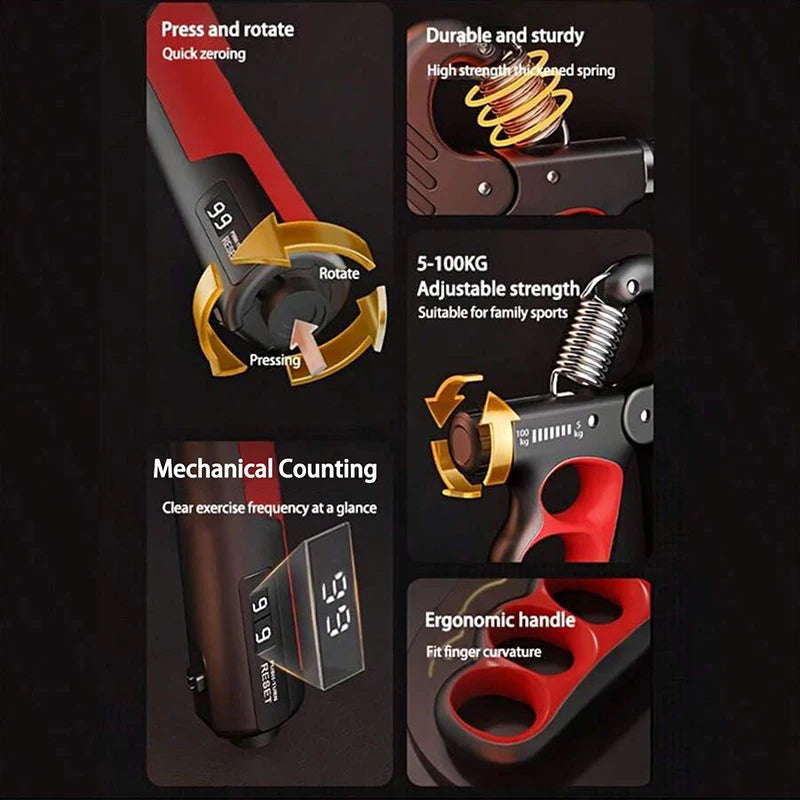 Expansor de muñeca para gimnasio, fortalecedor de mano, recuperación muscular ajustable, ejercicio de fuerza de mano, 5-60/100/150kg