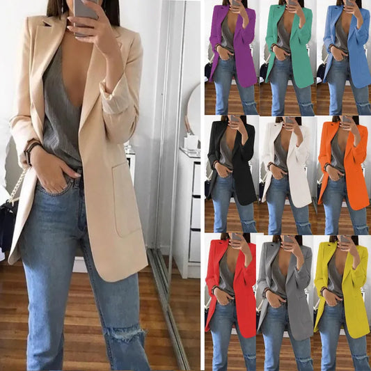 European and American fashion casual suit polo collar slim fit temperament cardigan women's spring and autumn