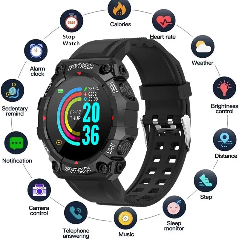 Reloj inteligente para hombre y mujer, deportivo, con pantalla táctil, resistente al agua, Bluetooth, compatible con Android e iOS.