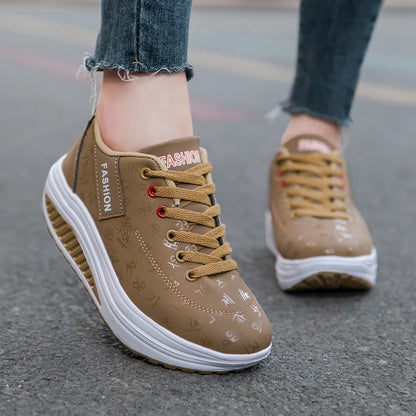 Zapatos deportivos informales para mujer, zapatillas transpirables y cómodas con Tacón de Cuña y suela gruesa