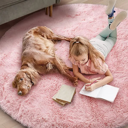 Tapis rond en peluche super doux, tapis blancs moelleux pour salon, décoration intérieure, chambre à coucher, chambre d'enfants, salon, tapis à poils épais