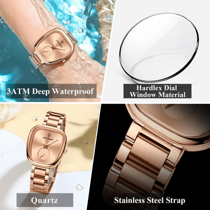 POEDAGAR Montre de luxe pour femme Montre à quartz en acier inoxydable étanche pour femme Montres pour femme de haute qualité Montre élégante pour femme