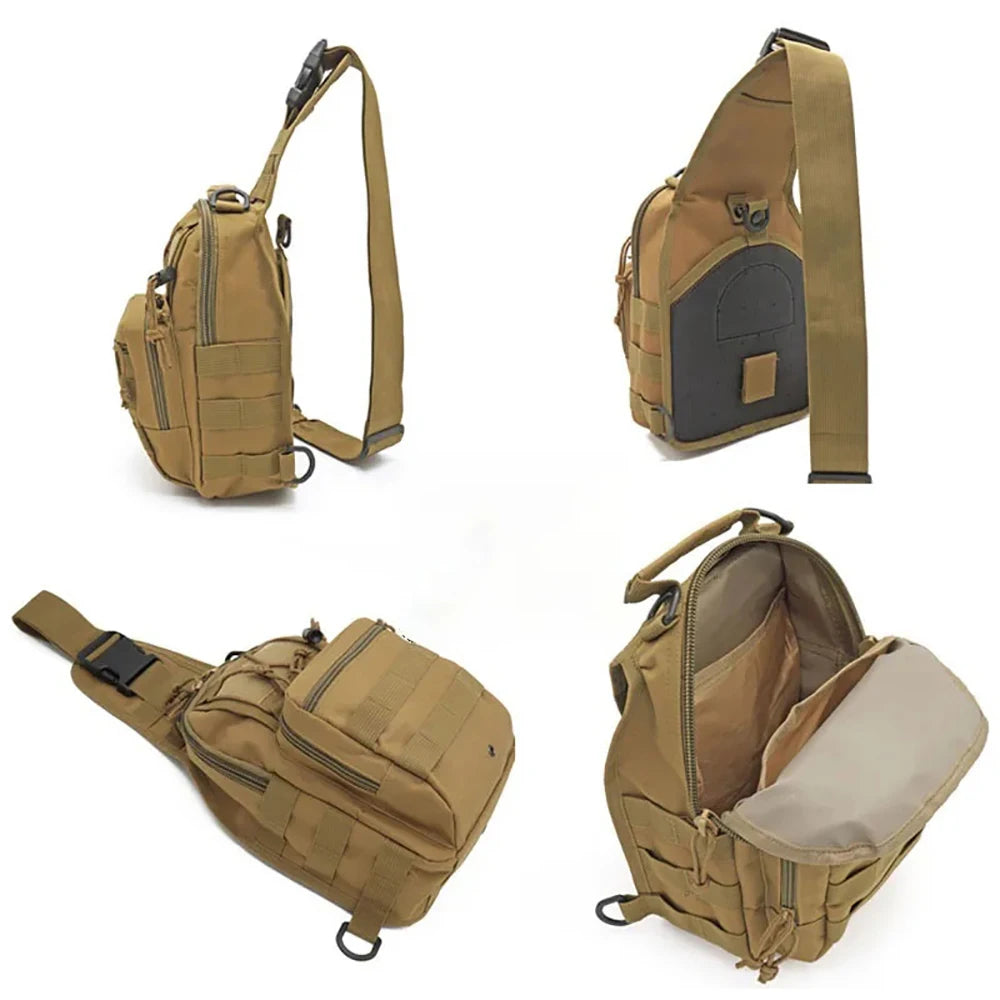 Bolso táctico para bandolera, bolso de hombro para exteriores con diseño Molle y mochila táctica impermeable para hombres