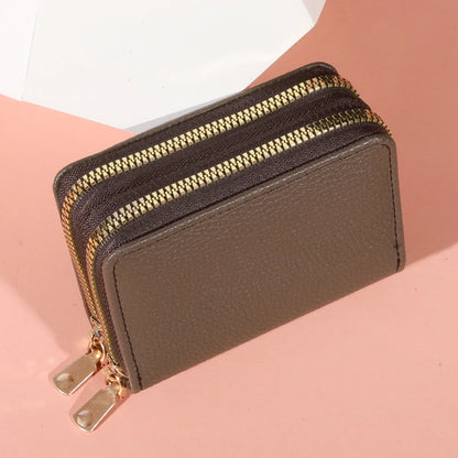 Monedero de estilo corto con cremallera para mujer, monedero con estampado de lichi