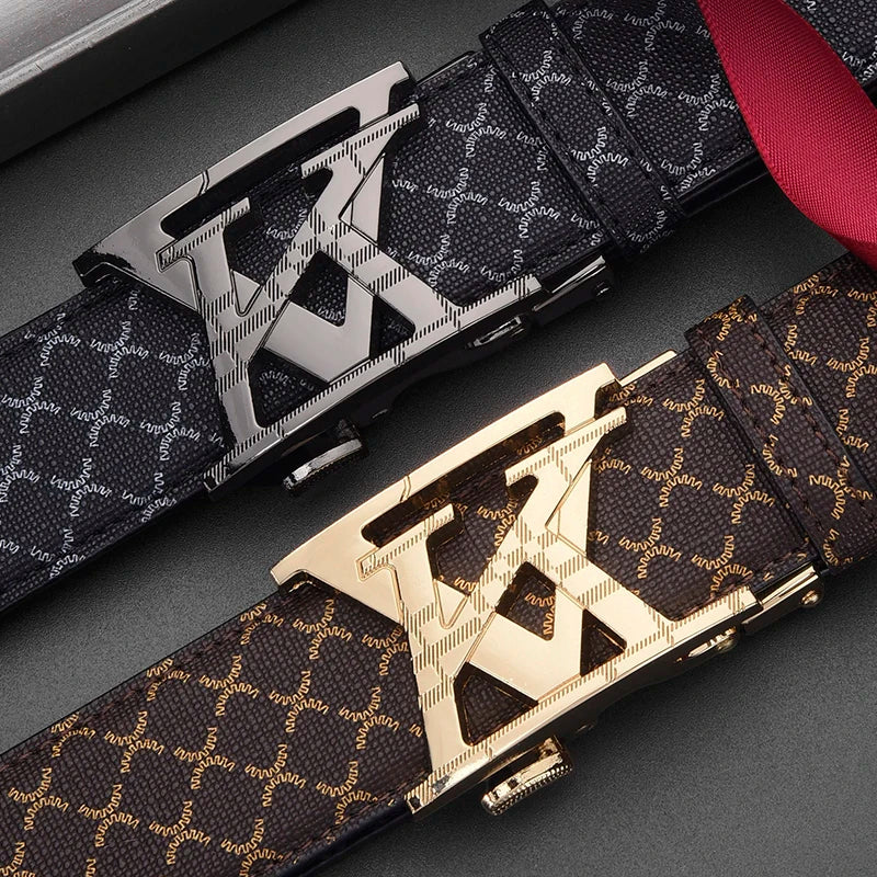 Cinturón a la moda para hombre, cinturón con hebilla automática de negocios de alta calidad