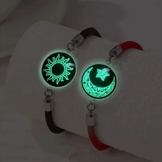 Juego de 2 pulseras de acero inoxidable para parejas, para mujer, amante, sol luminoso, luna, cuerda, amuleto, amistad, novia, fiesta, joyería, regalo