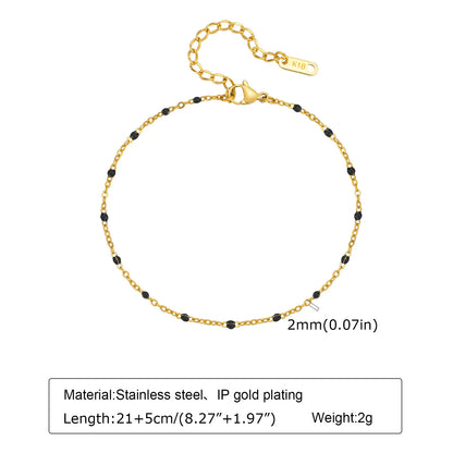 Pulsera de tobillo con perlas de acero inoxidable para mujer, cadena ajustable para el pie chapada en oro de 18 quilates, pulseras apilables para la pierna.
