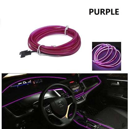 Tiras de luces decorativas para interior de coche, lámpara de ambiente, luz fría, consola de salpicadero decorativa, luces LED ambientales para coche, 1/2/3/4/5 m