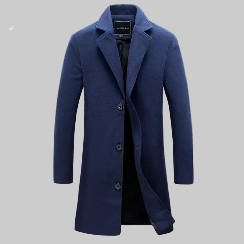 nuevo abrigo largo de algodón nueva mezcla de lana Color puro Casual moda de negocios ropa de hombre chaqueta cortavientos delgada