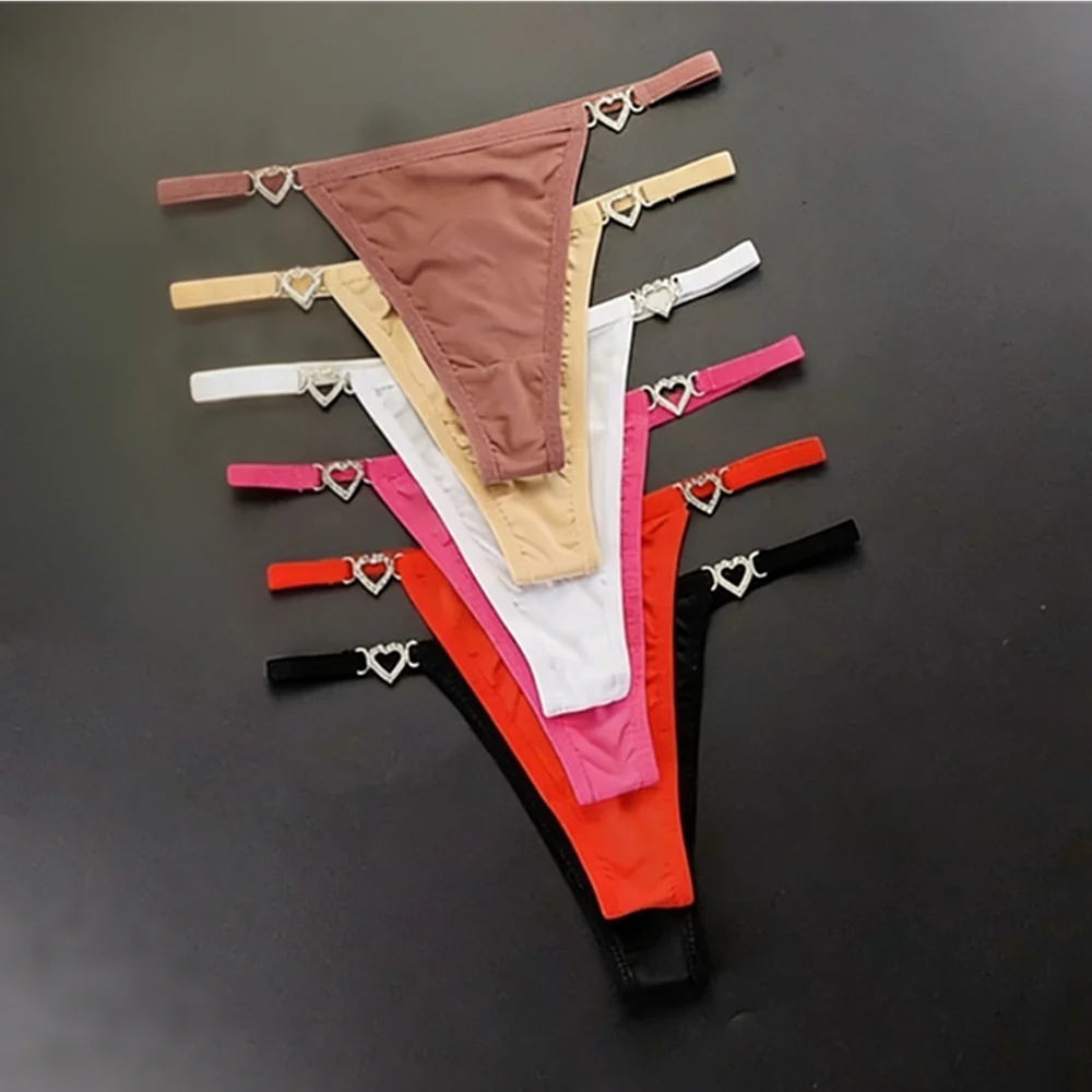 Tanga con tirantes para mujer, ropa interior con diamantes de imitación brillantes de talla grande
