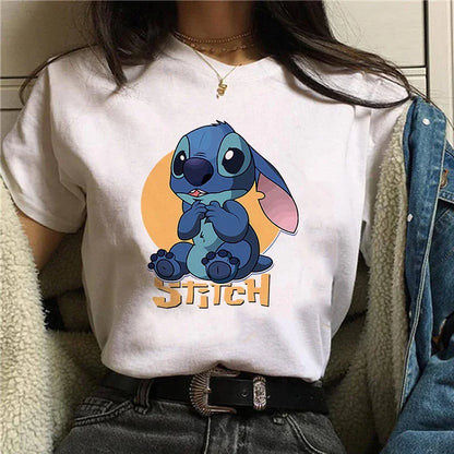 Camiseta divertida de dibujos animados de Stitch de Disney de los años 90 para mujer, camiseta de Lilo y Stitch, camiseta gráfica, ropa de calle, camisetas, ropa femenina